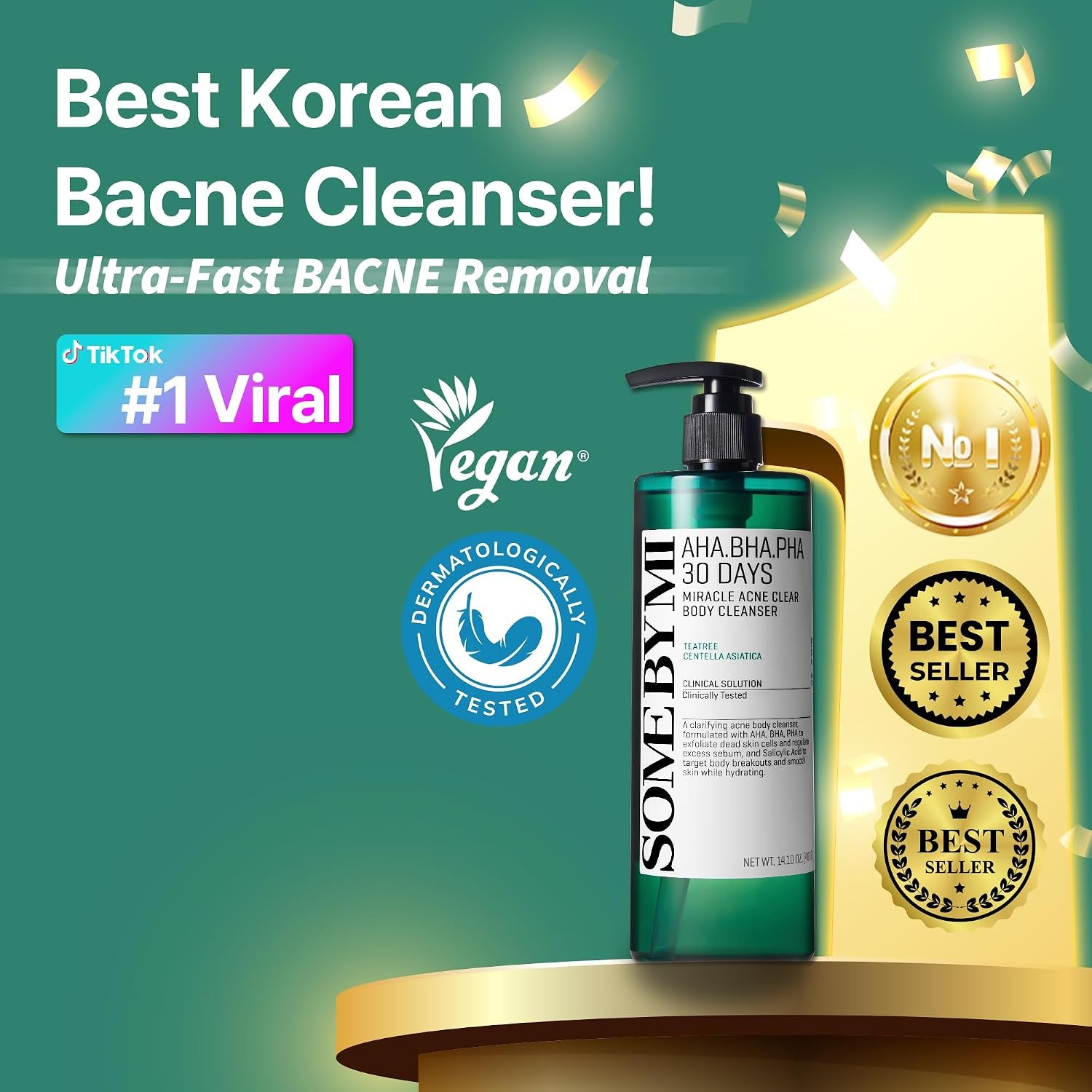 AHA BHA PHA 30 Days Miracle Acne Clear Body Cleanser (Body Wash Big Size 26.46 Oz- Pack of 1)